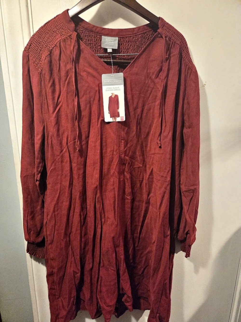 Berkley jensen Long Sleeve Sueded Dress in Red 2XL NWT